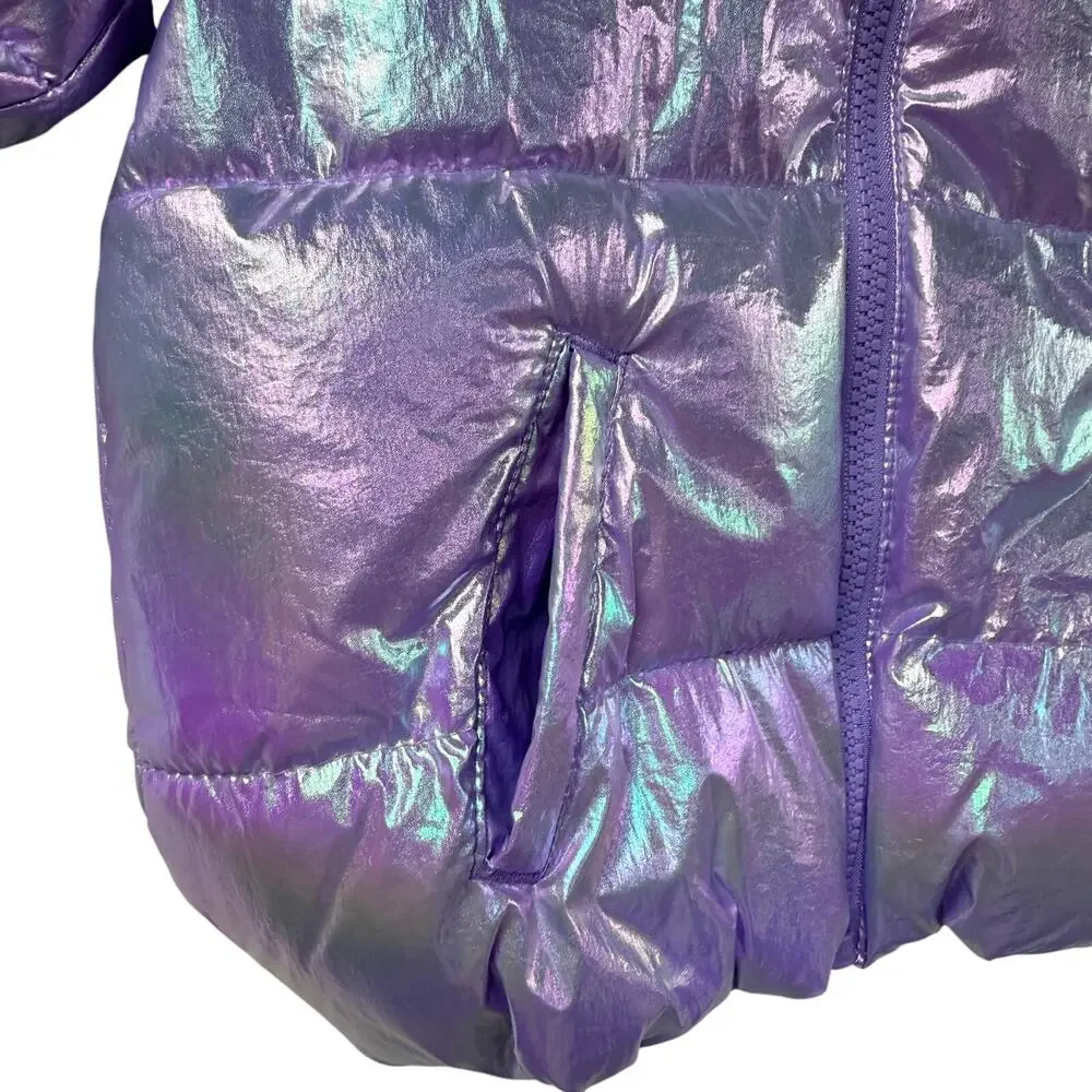 Old Navy Puffer Jacket Iridescent Purple 2T Coat With Hood